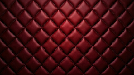 Fototapeta premium Deep crimson red quilted leather upholstery texture, diamond tufted pattern with fine stitching and luxury padding.