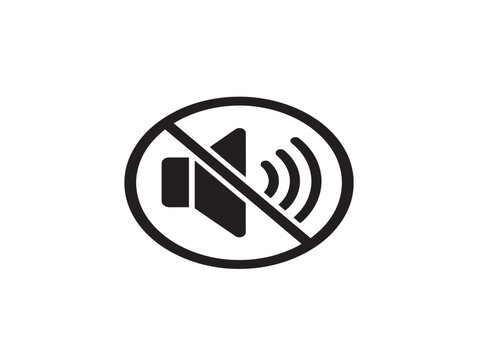 no sound or mute icon vector illustration with prohibition symbol