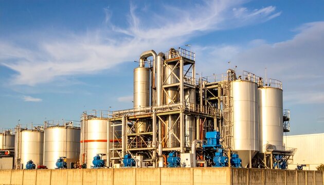 Industrial Facility with Cylindrical Tanks and Piping