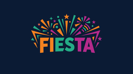 Naklejka premium Fiesta Celebration Graphic with Colorful Fireworks and Confetti.