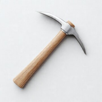 A minimalist 3D render of a simple pickaxe with a clean geometric design on a plain background