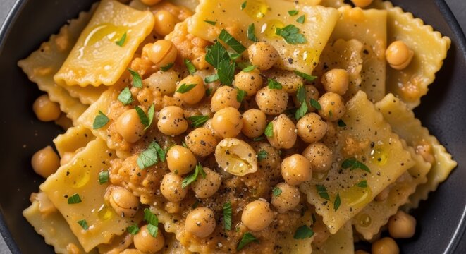 Lagane e Ceci: Traditional Italian Pasta with Chickpeas and Parsley