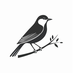 Obraz premium Stylized Silhouette of a Bird Perched on a Branch