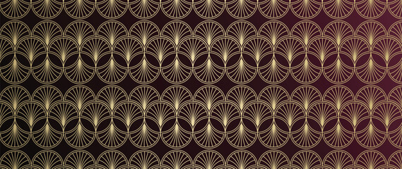 Naklejka premium Luxury art deco pattern background vector. Elegant vintage ornament geometric line wallpaper design for invitation, packaging, textile, backdrop.