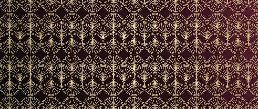 Luxury art deco pattern background vector. Elegant vintage ornament geometric  line wallpaper design for invitation, packaging, textile, backdrop.