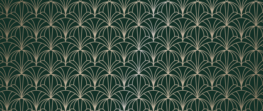 Luxury art deco pattern background vector. Elegant vintage ornament geometric  line wallpaper design for invitation, packaging, textile, backdrop.