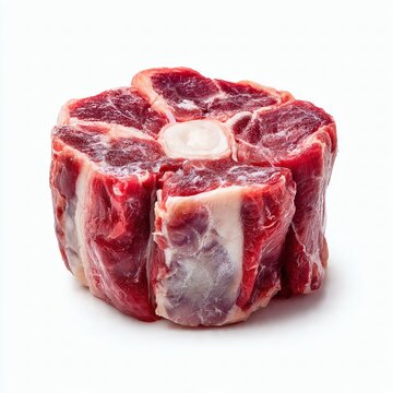Raw oxtail steak cut into sections on a clean surface