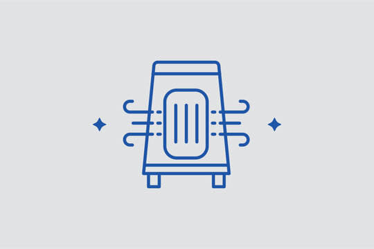 Air ionizer unit line icon for professional air sterilization and odor elimination. Advanced vector illustration for medical facility cleaning protocols and high-tech lab ventilation systems.