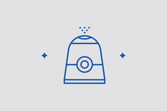 Essential oil diffuser line icon for aromatherapy and creating a relaxing home atmosphere. Minimalist vector illustration for spa salon services and lifestyle blog sections on home wellness.