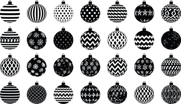 Black and white easter eggs collection isolated on transparent background