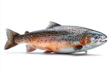 Obraz premium Fresh Salmon Fish Isolated on White Background, Raw Seafood and Healthy Food Concept, Gourmet Fillet for Cooking and Nutrition