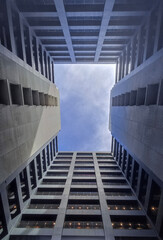 Fototapeta premium Low-angle view of the Soho building exterior in Odaiba, Tokyo, Japan