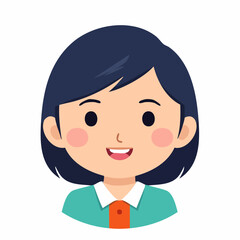 Obraz premium Cartoon Avatar of a Young Girl with Short Dark Hair