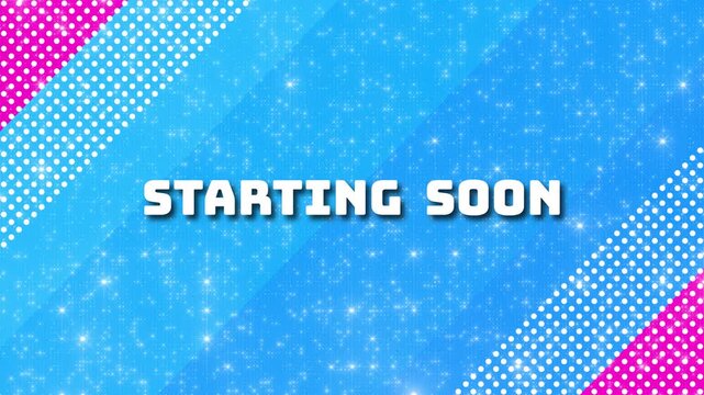 Starting Soon 待機画面　ライブ配信　ループ動画　文字　ポップ　おしゃれ　爽やか　抽象的　幾何学　テクノロジー　Waiting screen.Stream starting soon animated.Abstract geometric colorful background.Glowing lights.Animation text.Loop video.