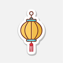 Fototapeta premium Stylized Yellow Chinese Lantern with Red Tassel Sticker