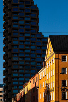 Modern highrise tower apartments define the urban skyline of Stockholm Sweden as contemporary architecture signals Scandinavian city living in Scandinavia