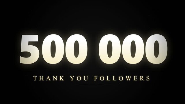 500,000 Followers Milestone Celebration, Elegant Gold Champagne Half Million Achievement Animation, Cinematic Social Media Counter with Floating Dust, Thank You Outro for Content Creators