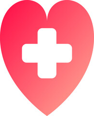 Fototapeta premium A vibrant red gradient heart containing a white medical cross symbol for healthcare branding graphic illustration
