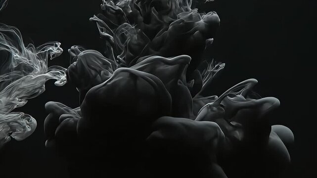 Black Ink Fluid Abstract Loop Motion Background