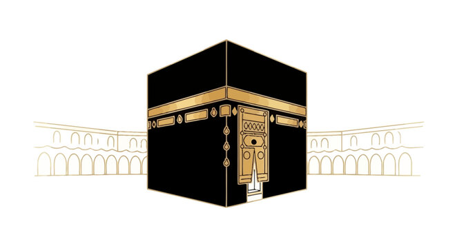Kaaba illustration, Mecca, Islamic pilgrimage, Hajj, Umrah, holy site, sacred cube