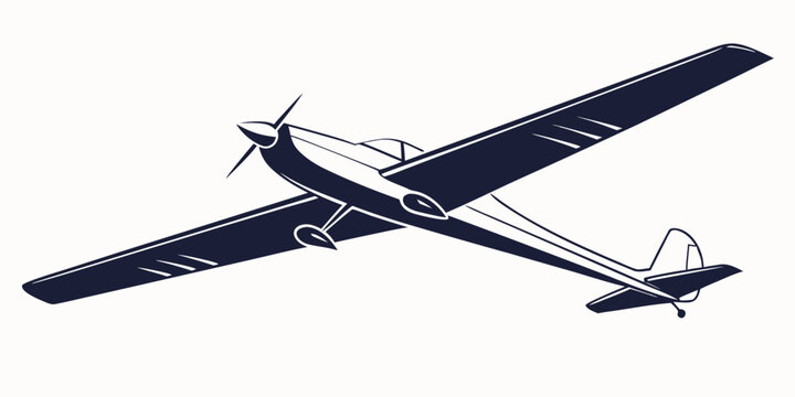 Sailplane glider aircraft with long wings line art illustration air current sailplane aircraft aviation motorless unpowered airsport recreation transport adventure illustration minimalist