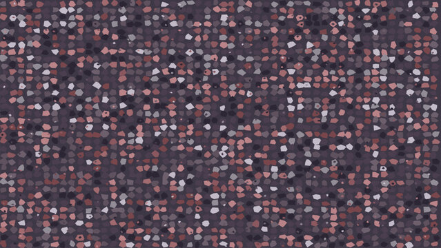 Dark terrazzo mosaic pattern texture with scattered stone fragments in muted earthy tones, seamless abstract background ideal for surface design packaging branding and modern interior use