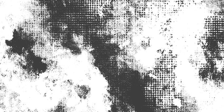 Black and White Distressed Grunge Vector Texture with Halftone and Cross Hatch Patterns