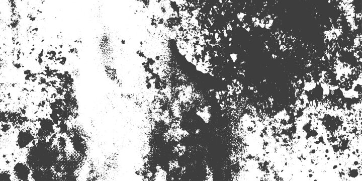 Distressed Black and White Grunge Texture Vector Background with Gritty Splatter and Weathered Surface Grain for Vintage Design
