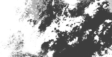 Obraz premium Black and White Grunge Vector Texture with Halftone Dots and Distressed Screen Print Patterns for Abstract Graphic Backgrounds