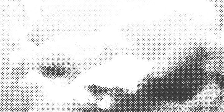 Monochrome Halftone Cloud and Sky Background Vector Illustration with Dot Pattern Texture