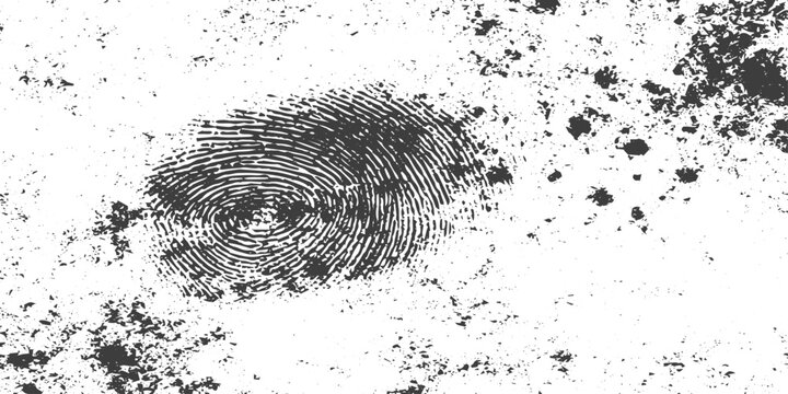 Distressed Grunge Fingerprint Vector Texture with Dirty Spatter Effects on White Background