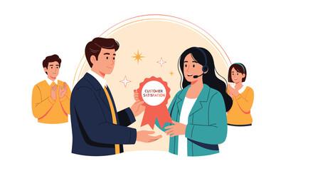 Fototapeta premium Award, recognition, certificate, business achievement, teamwork, success, motivation, vector illustration