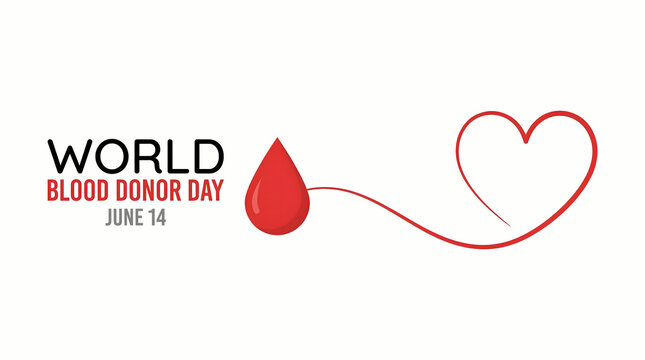 World Blood Donor Day poster with red heart and drop