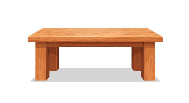 Rustic wooden table, simple design, isolated on white background
