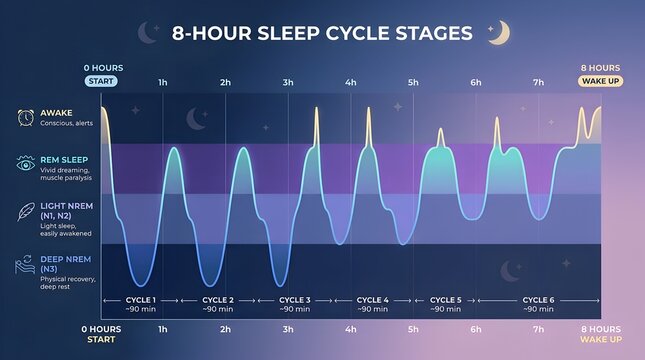 Sleep Cycle Stages Wave Chart Infographic