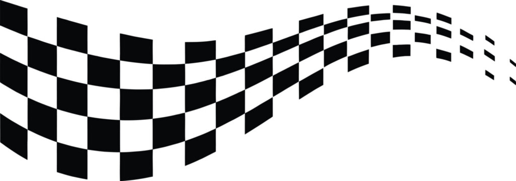 Waving checkered flag vector illustration for racing events and finish lines on transparent background.