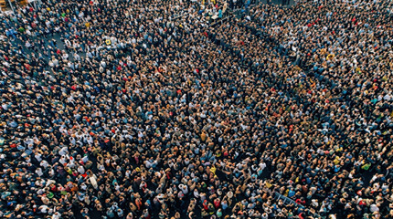 Fototapeta premium Large number of people gathered in an open area, created AI