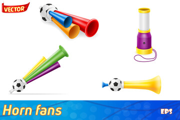 horn attribute football soccer and sports fans set icons vector illustration © kontur-vid
