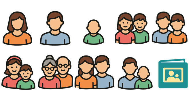 Family avatars showing group members and household items