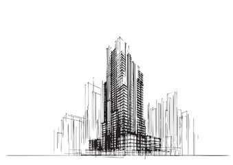 Obraz premium Abstract High rise building sketch. Architecture