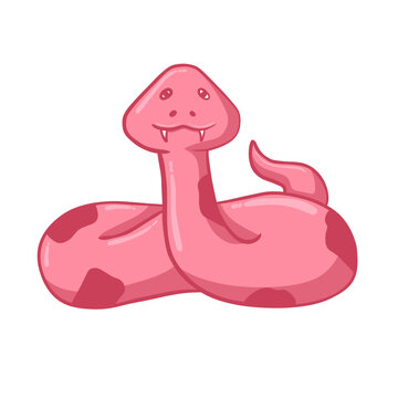 Flat Illustration of a Cartoon Snake