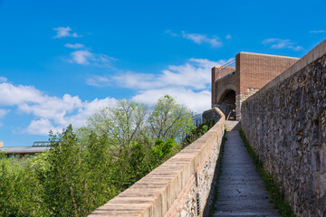 Fototapeta premium Pedestrian walkway on the Girona city wall, Catalonia, Spain