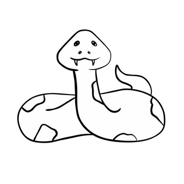 Line Illustration of a Cartoon Snake