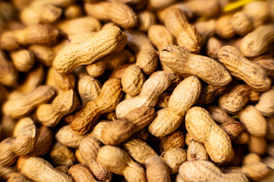 Close up of peanuts in shell texture background