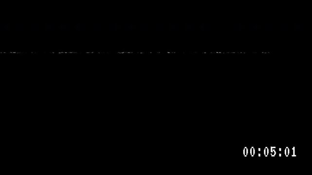Retro vhs glitch effect with play button overlay, enhanced by scanlines and old school VHS distortion on a black screen.