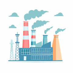 Obraz premium Industrial Factory with Smoke Stacks and Clouds