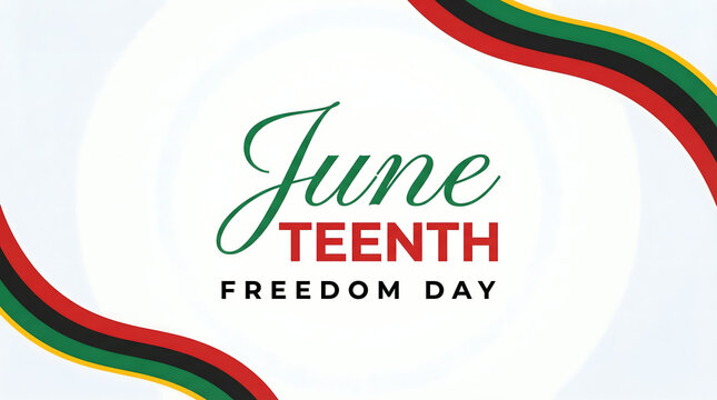 Juneteenth freedom day celebration with colorful ribbon
