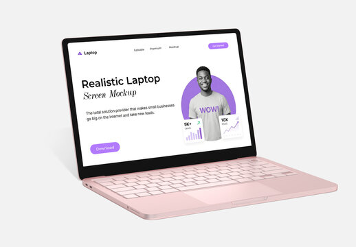 Laptop Mockup on White Background