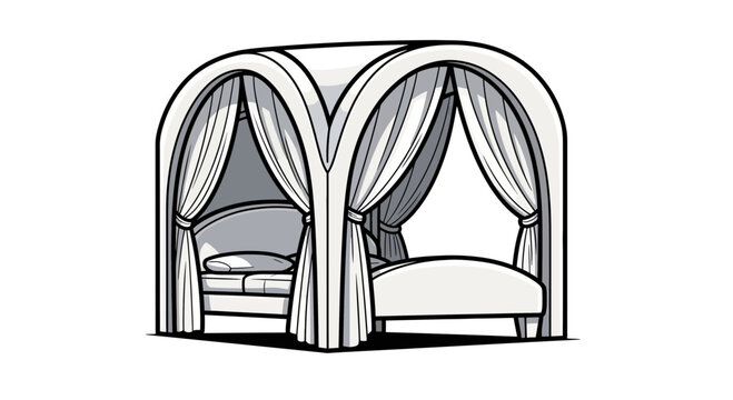 Luxury canopy bed with white drapes, elegant bedroom furniture