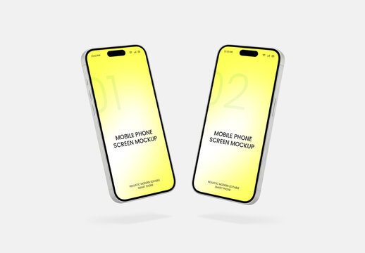 Two Floating Smartphone Mockup